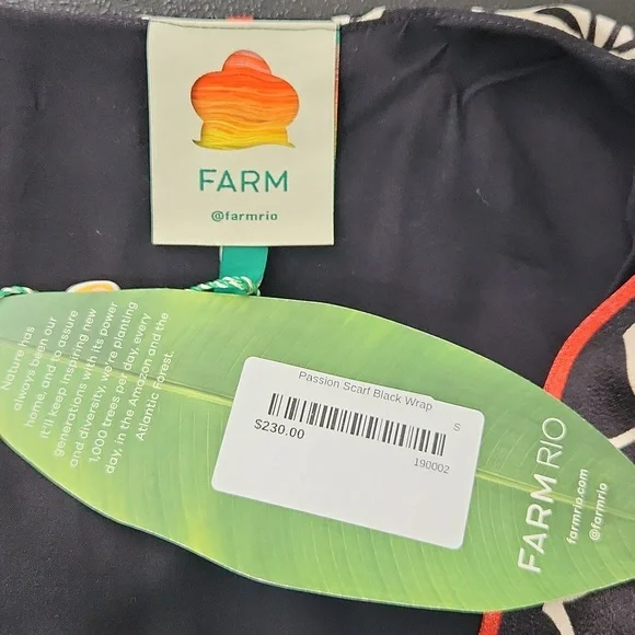 Farm Rio Passion Scarf Black Wrap Dress Size Small NWT - Picture 9 of 13